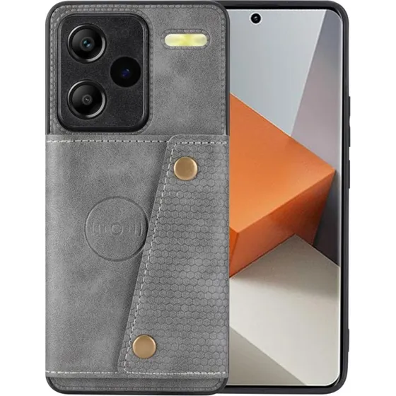 SKALO Xiaomi Redmi Note 13 Pro+ PU-læder kortholder cover - Grå