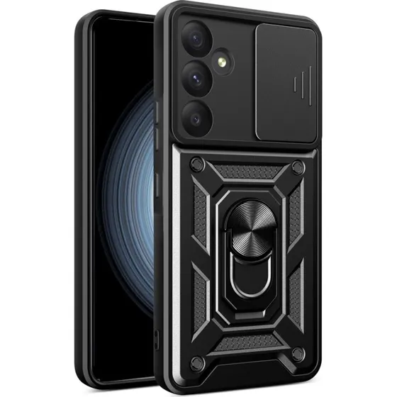 SKALO Samsung A55 5G Armor Hybrid Metal Ring Cover - Sort