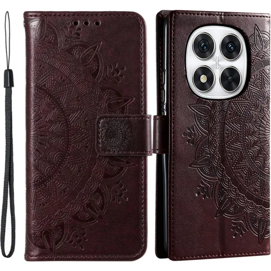 SKALO Mandala Flip Cover til Xiaomi Redmi Note 14 Pro+ 5G - Brun
