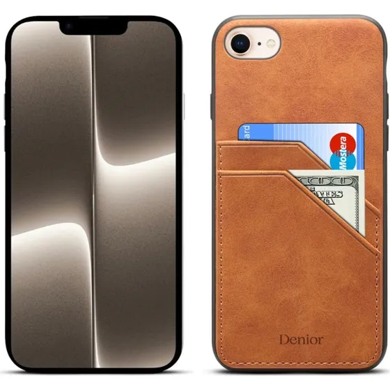 SKALO iPhone 16e PU-læder cover med dobbelt kortspor - Brun