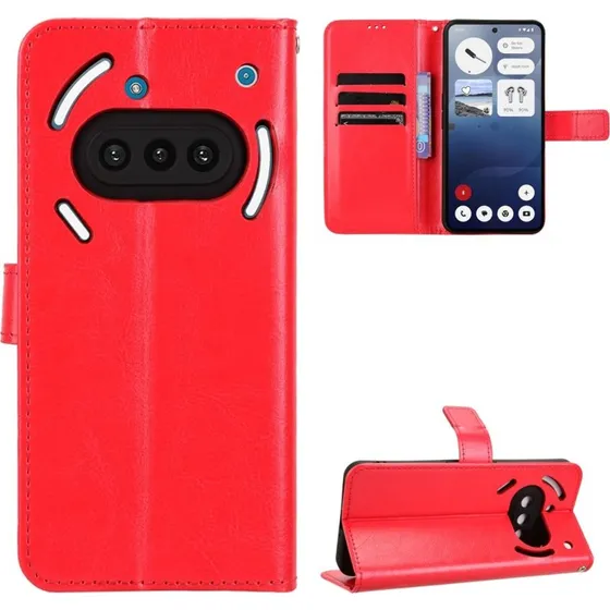 SKALO Nothing Phone (3a) 5G PU-læder Flip Cover - Rød