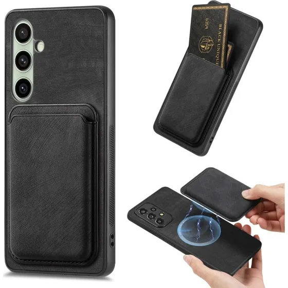 SKALO Samsung A26 5G PU-læder kortholder cover - Sort