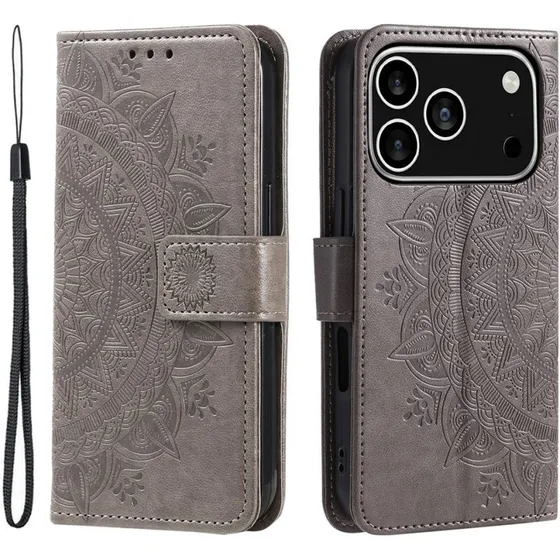 SKALO iPhone 17 Pro Mandala Flip Cover - Grå