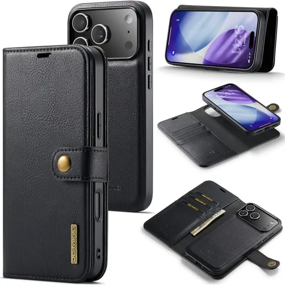 DG MING iPhone 17 Pro Max 2-i-1 Magnet Flip Cover - Sort