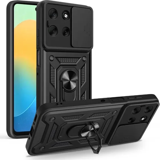 SKALO Motorola Moto G56 5G Armor Metallring Cover - Sort