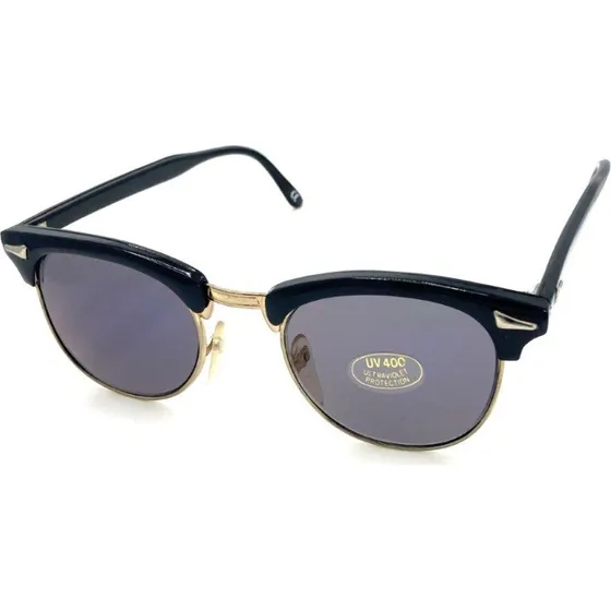 Sort solbrille med guldstel og UV400-beskyttelse
