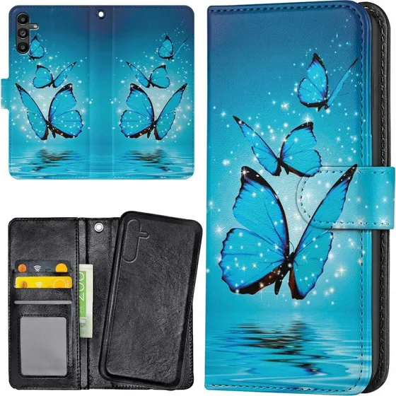 Samsung Galaxy A56 5G Cover med Glitrende Sommerfugle & Pung