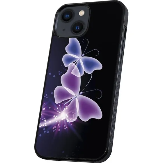 iPhone 13 Cover - Lilla med Sommerfugle