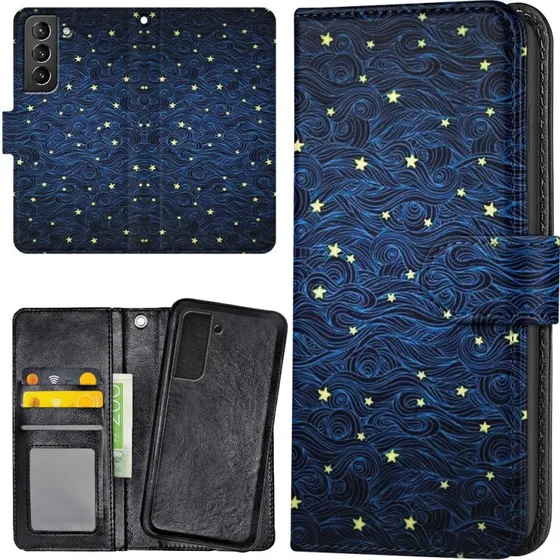 Samsung Galaxy S22 Cover med Stjernemønster og Pung