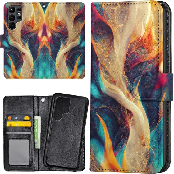 Samsung Galaxy S23 Ultra Cover med Abstrakt Mønster og Pung