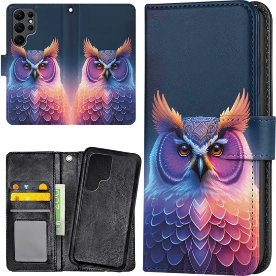 Samsung Galaxy S23 Ultra Mobilcover med Ugle-design og Pung