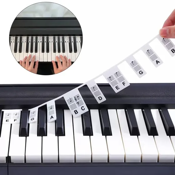 Aftagelige Silikone Etiketter til Piano / Keyboard - 61 tangenter
