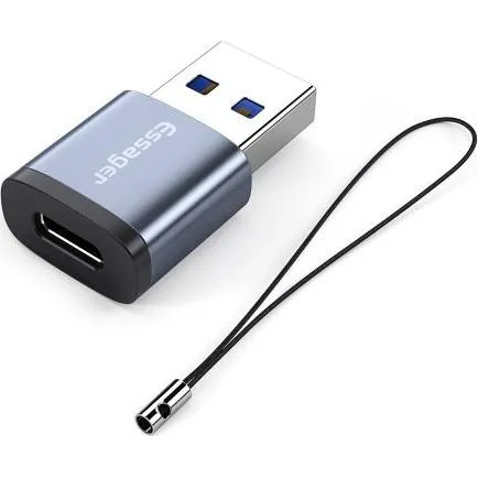 USB 3.0 A til USB-C Adapter - Sort med ophængningsløkke