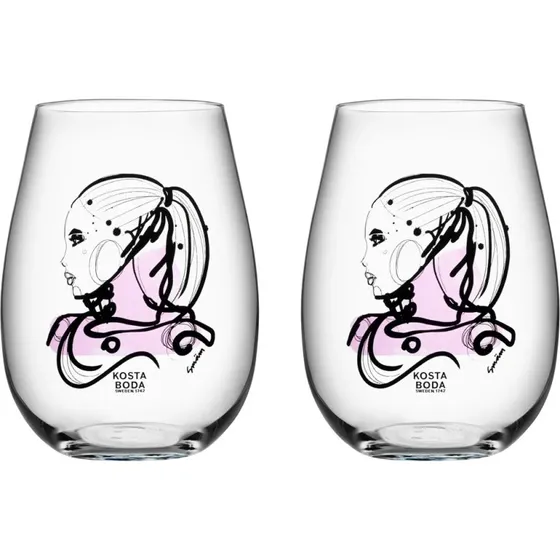 Kosta Boda All About You - Sæt med 2 glas, Love You (Rosa)