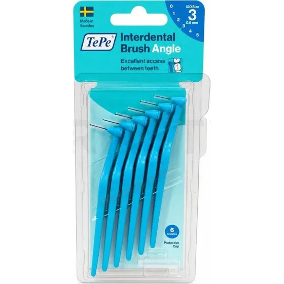 TePe Vinklet interdentalbørste, 0,6 mm, blå (6 stk.)