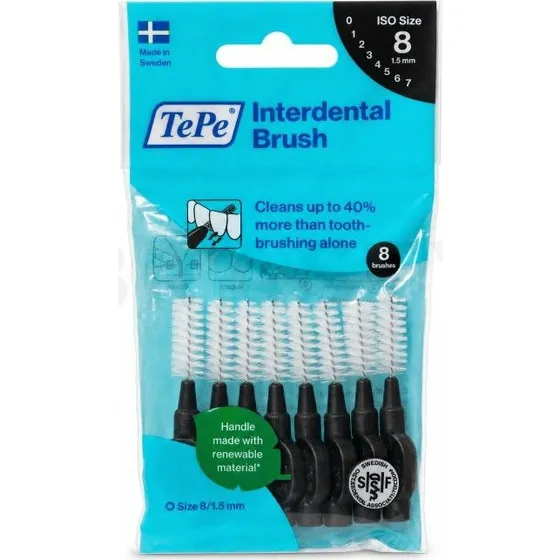 Tepe Interdentalbørster Normal 1,5 mm sort, 8 stk.