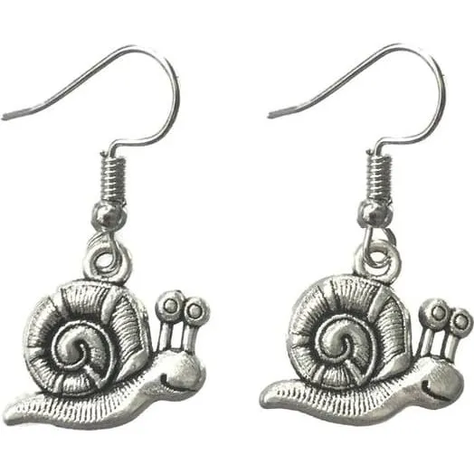 Snegl øreringe i sølvfarvet metal - 3,2 cm