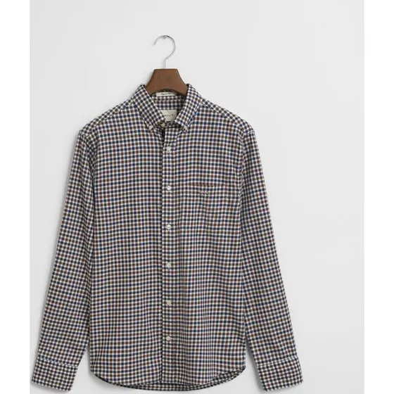Gant Casual Twill Skjorte Ternet i Blå og Brun - 3XL
