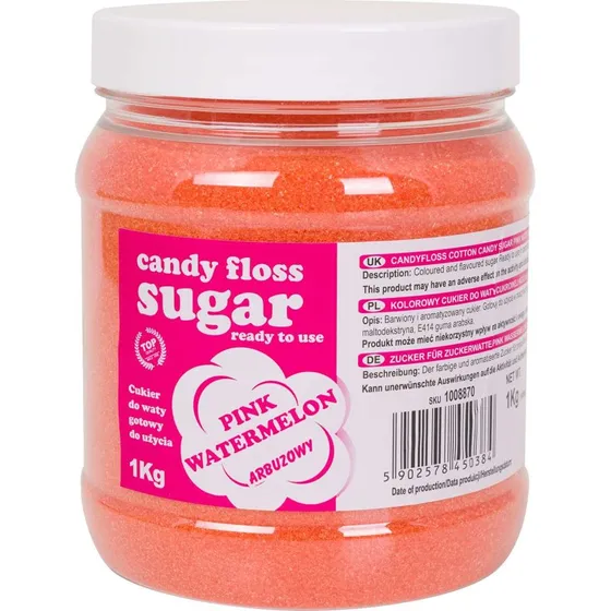 Farvet sukker til candyfloss, vandmelon, lyserød, 1 kg