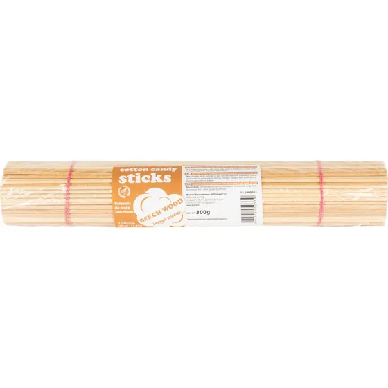 Bøgefarvede candyflosspinde 30 cm (100 stk.) med PZH-certifikat