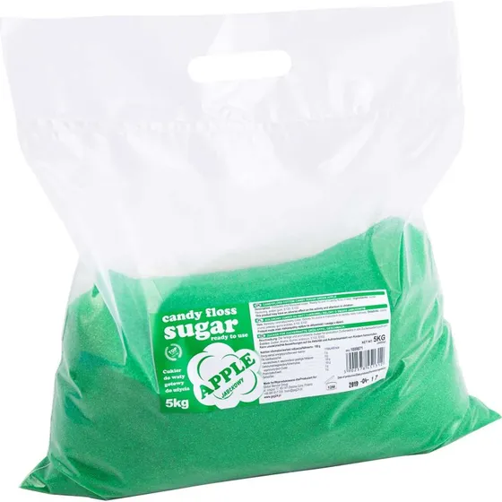 Farverig smagsat candyfloss-sukker, grøn æblesmag, 5 kg