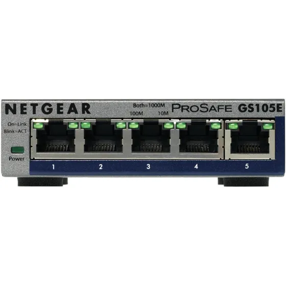 NETGEAR GS105E-200PES 5‑port Gigabit L2/L3 switch, grå
