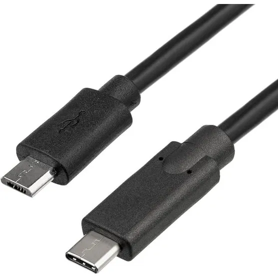 Akyga AK-USB-16 USB-C til Micro-USB kabel, 1 m, sort