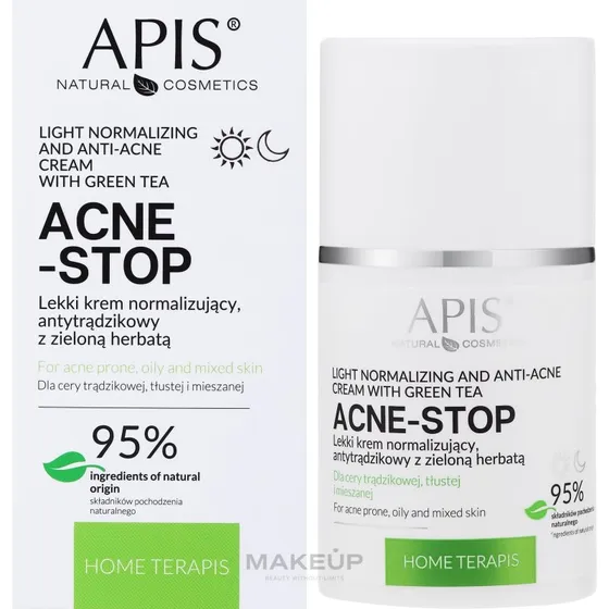 Apis Lys Normaliseringscreme & Antiacne med Grøn Te, 50 ml