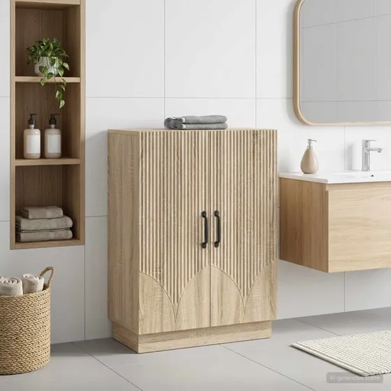 vidaXL Badeværelse Opbevaringsskab HOORN Sonoma-eg 59,5x31x77 cm