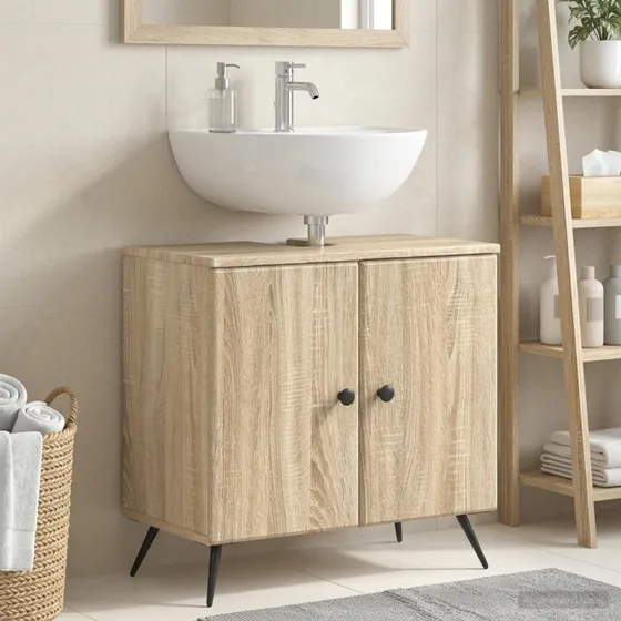 vidaXL BREDAs badeværelsesskab i Sonoma-eg, 59,5 x 31,5 x 59 cm