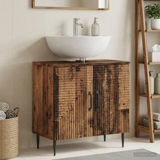 vidaXL Badeværelsesskab HAARLEM Gammelt træ 59,5x31,5x59 cm