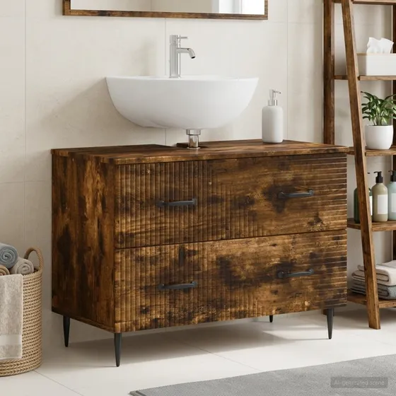 vidaXL Badeværelsesskab HAARLEM Røget eg 82 x 41 x 58,5 cm