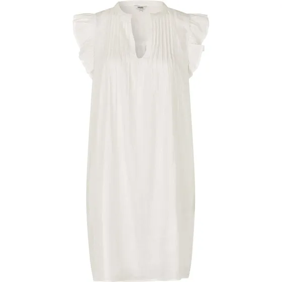 Mbym Gemala midi-kjole med flæser, hvid