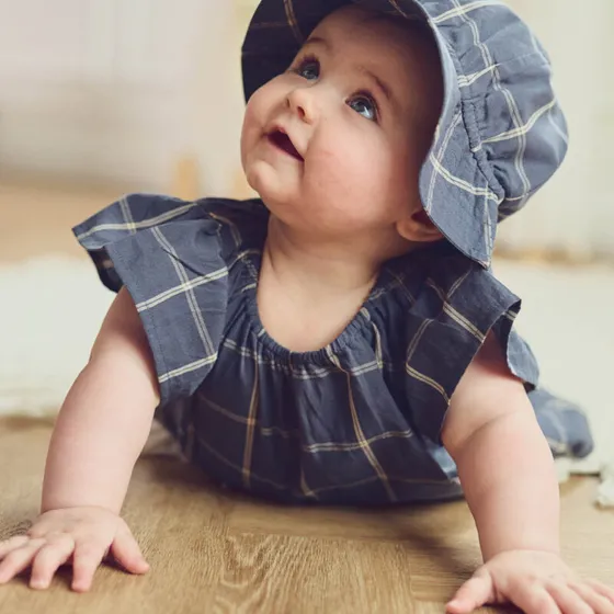 Müsli CHECK-kjole med tern, 100% vævet bomuld