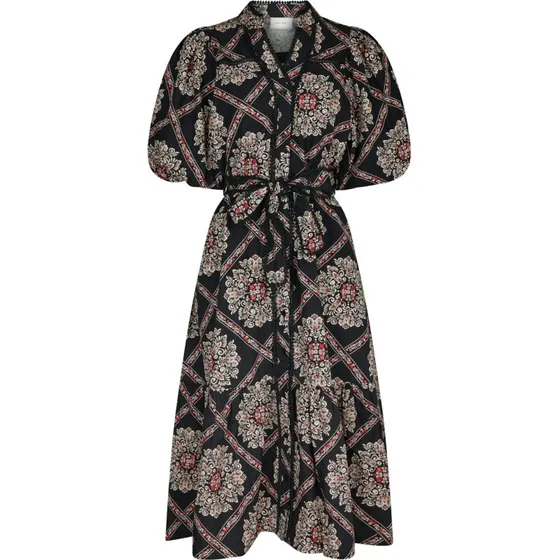 Neo Noir Margarita Pure Boho skjortekjole, sort (midi)