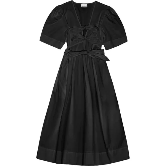 Ganni Stretch Cotton Tie Strap Midi Dress – midi kjole med bindestrop