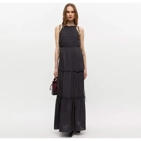 GANNI W0571 Viscose Habotai Maxi Smock Slip-kjole – Phantom