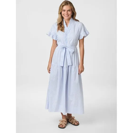 Neo Noir Nessie Stripe maxi-kjole, hvid/lysblå