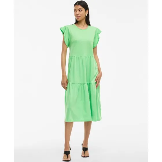 VILA Visummer S/S Midi kjole - Sage, økologisk bomuldsblend