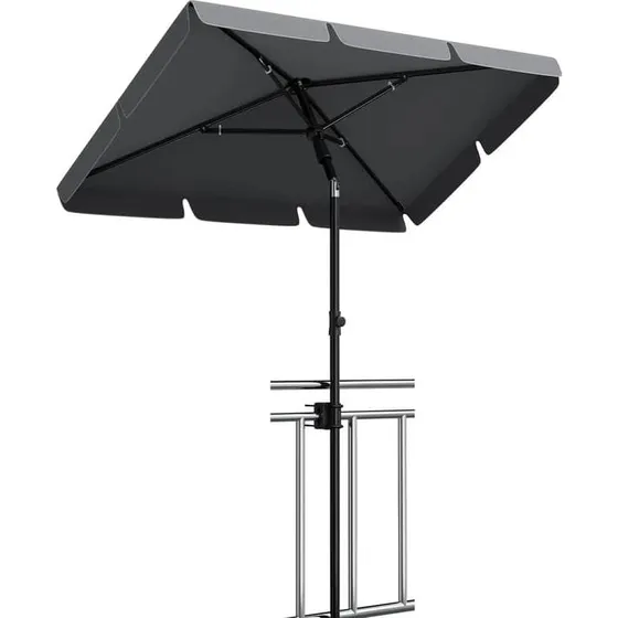 Rektangulær altanparasol med fod - Grå - 200x125 cm