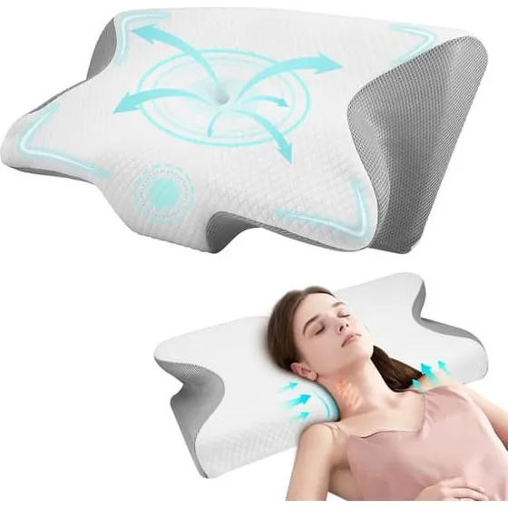 Nakkepude Memory Foam - Ergonomisk Ortopædisk Hovedpude - Hvid