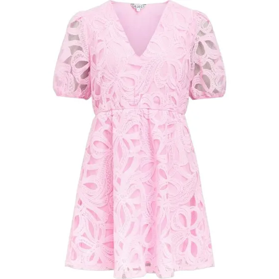 OBJECT OBJROSE V-hals minikjole med blomsterblonde