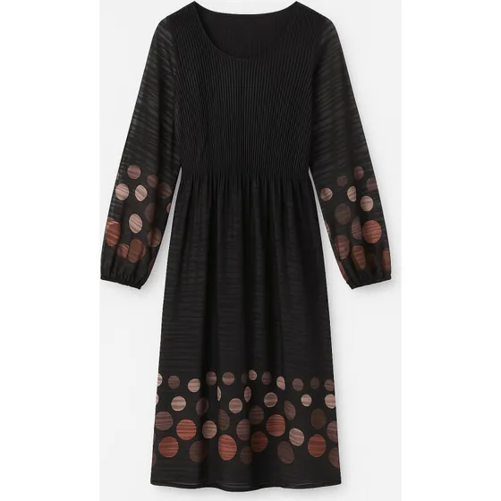 2-Biz Alberta Sort plisséprikket kjole