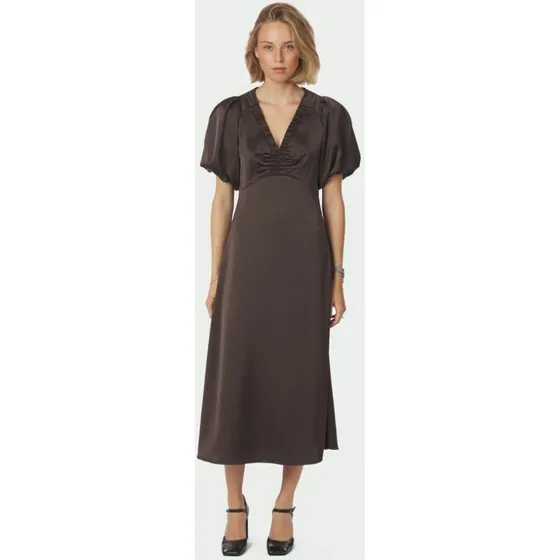 Neo Noir Illana Heavy Sateen Kjole 162521 - Mørkebrun