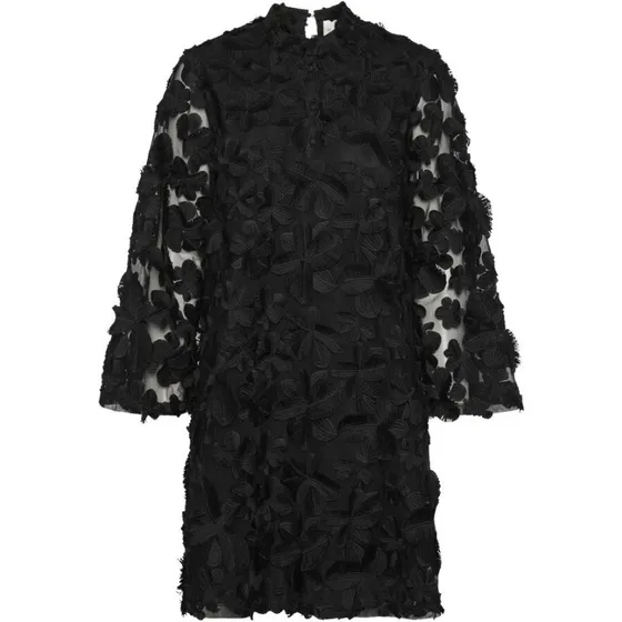 YASKARLY 7/8 kort kjole, sort med 3D-blomster