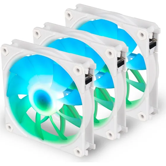 Blackstorm Luna UF120 ARGB PWM 120mm Blæser (3-pak) - Hvid