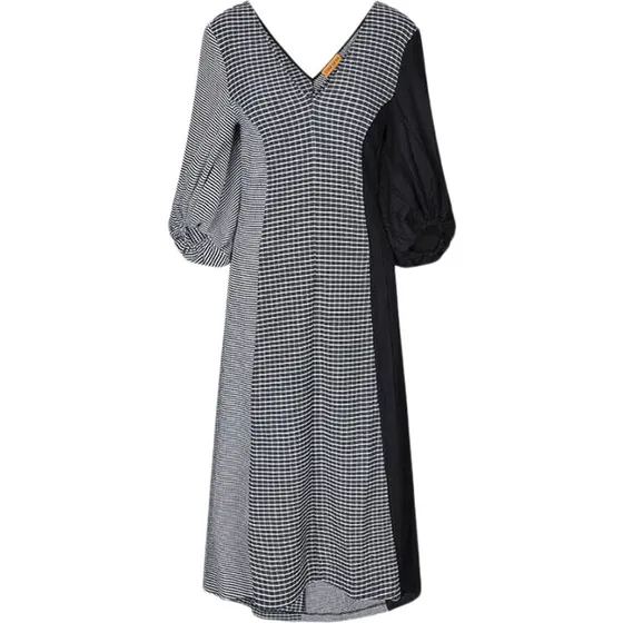 2247 Patchwork Jersey midi-kjole med 3/4-ærmer
