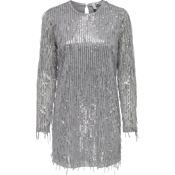 ONLY Anika Spacy LS Kort Kjole – Vapor Blue/Silversequins