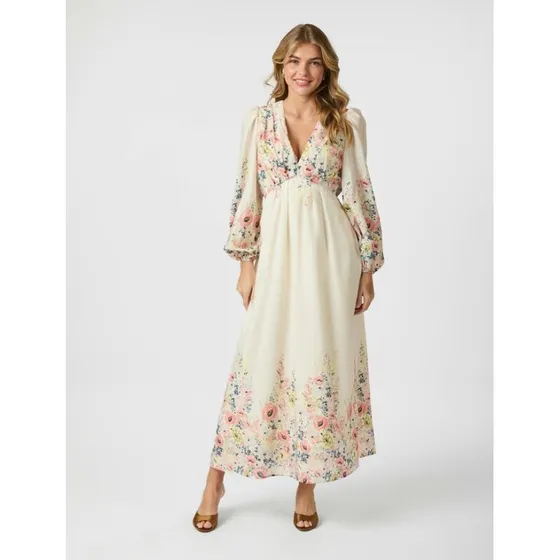 Neo Noir Silfi Flower Print Dress 164828, Creme