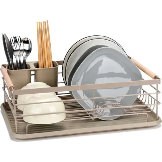 E-8189 Opvasketørrer med bakke og afrimningsskål - Beige